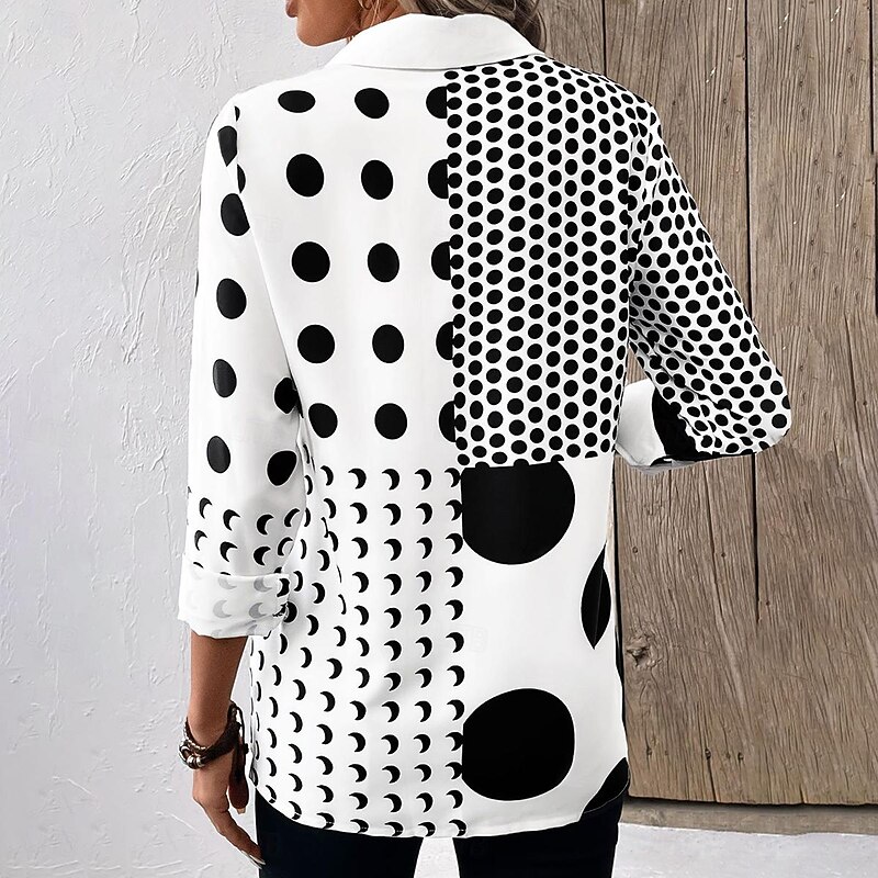 Women's Shirt Button Down Tunic Shirt Collar Long Sleeve Fashion s Print Regular Tops Casual White Spring & Fall4