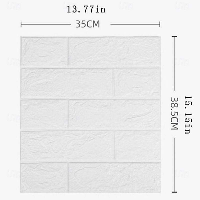 5pcs Wallpaper 3D Brick Self-Adhesive Wall Panels White Modern Waterproof Stone Look Wallpaper Foam Wall Sticker for Bathroom Bedroom Living Room Balcony Kitchen4