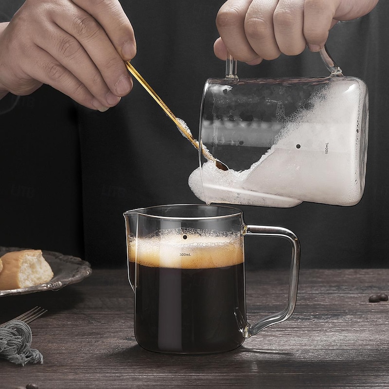 Glass Coffee Milk Frothing Jugs with Scale Milk Frother Pitcher Barista Espresso Coffee Latte Milk Pitcher Coffee Jugs 300/500ml2