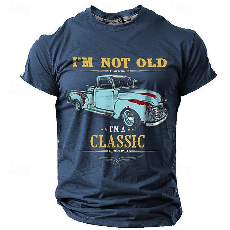 Men's T-Shirt: Funny 'I'm Not Old I'm A Classic' Vintage Truck Graphic Short Sleeve3