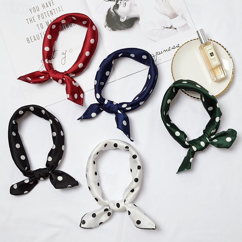 Polka Dots Retro Vintage 1950s Grease Outfits Bandana Polka Dot Fancy Dress Women's Masquerade Performance Party Adults Scarf All Seasons2