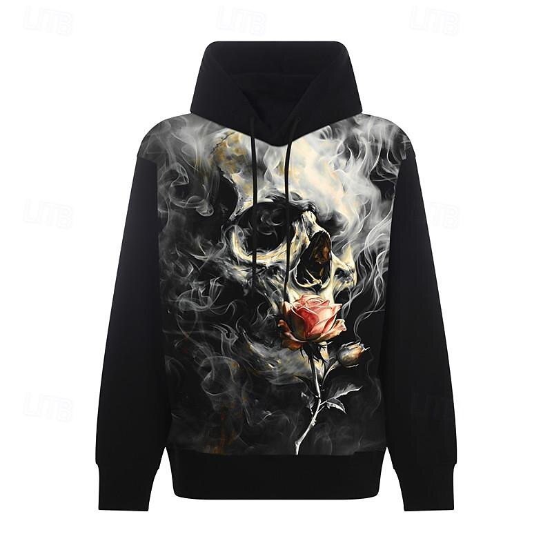 Men's Skeleton Hoodie Hoodies Sweatshirt Punk Gothic Long Sleeve Hooded Party Holiday Streetwear Black Green Print Front Pocket Spring &  Fall Designer