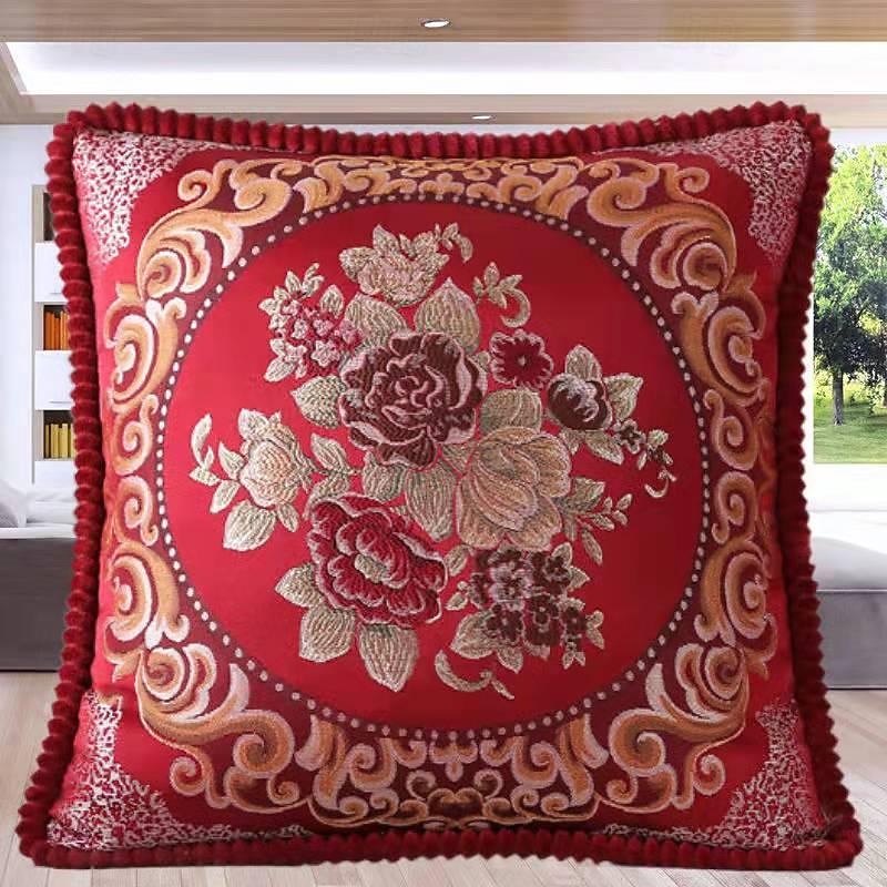 Floral Pattern Pillowslip Embroidery Pattern Car Interior Ornaments Silk Satin Sofa Couch Cushion Cover for Living Room2