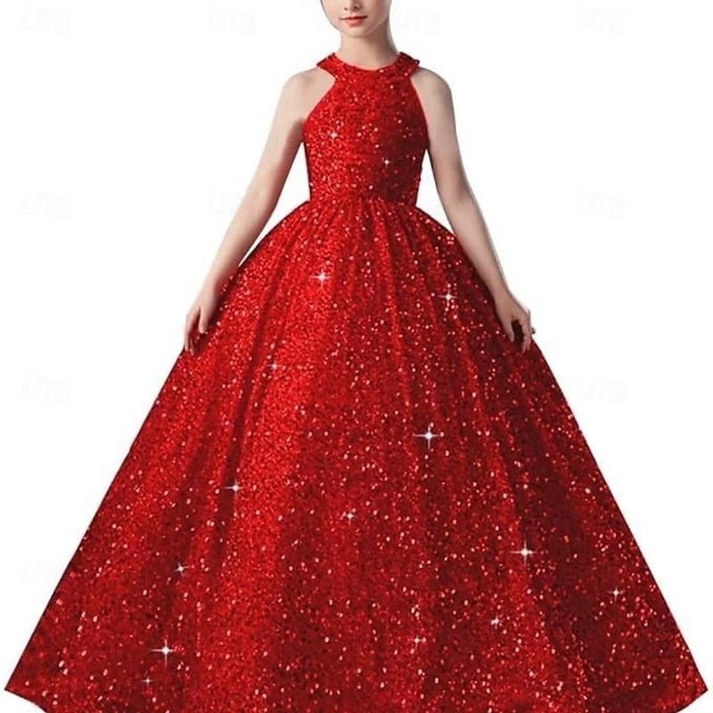 Kids Girls' Flower Girl Dress Party Dress Solid Color Sleeveless Formal Performance Wedding Mesh Princess Sweet Mesh Mid-Calf Sheath Dress Tulle Dress Flower Girl's Dress Summer Spring Fall 2-124