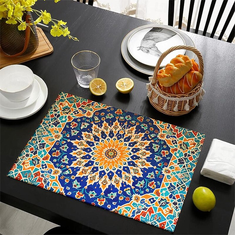 1PC Ethnic Pattern Placemat Table Mat 12x18 Inch Table Mats for Party Kitchen Dining Decoration2