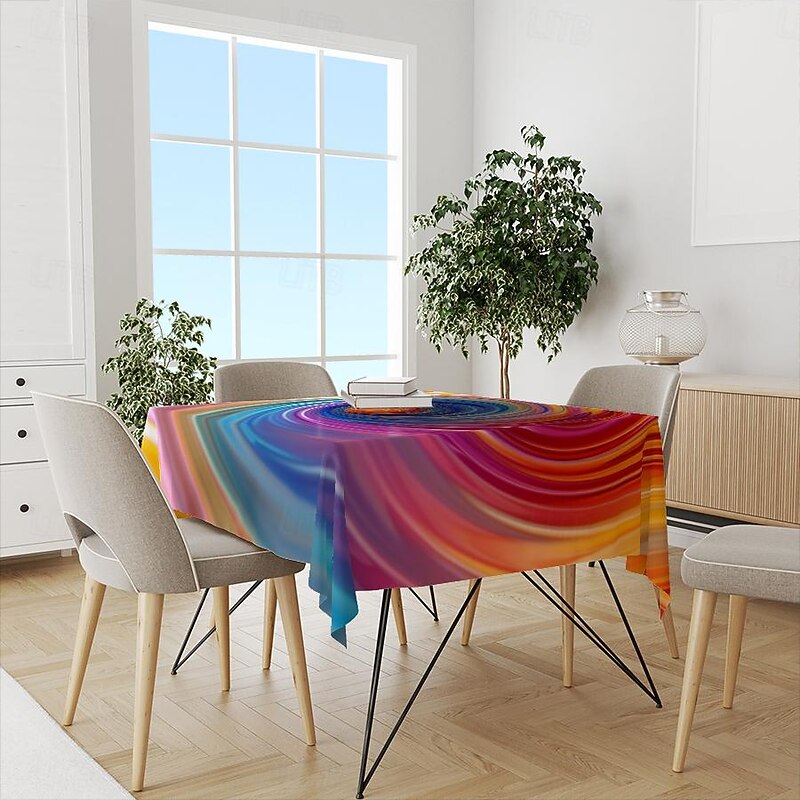 Whirlpool Print Rectangle Tablecloth Waterproof Rectangular Table Cloth  for Kitchen Dining2