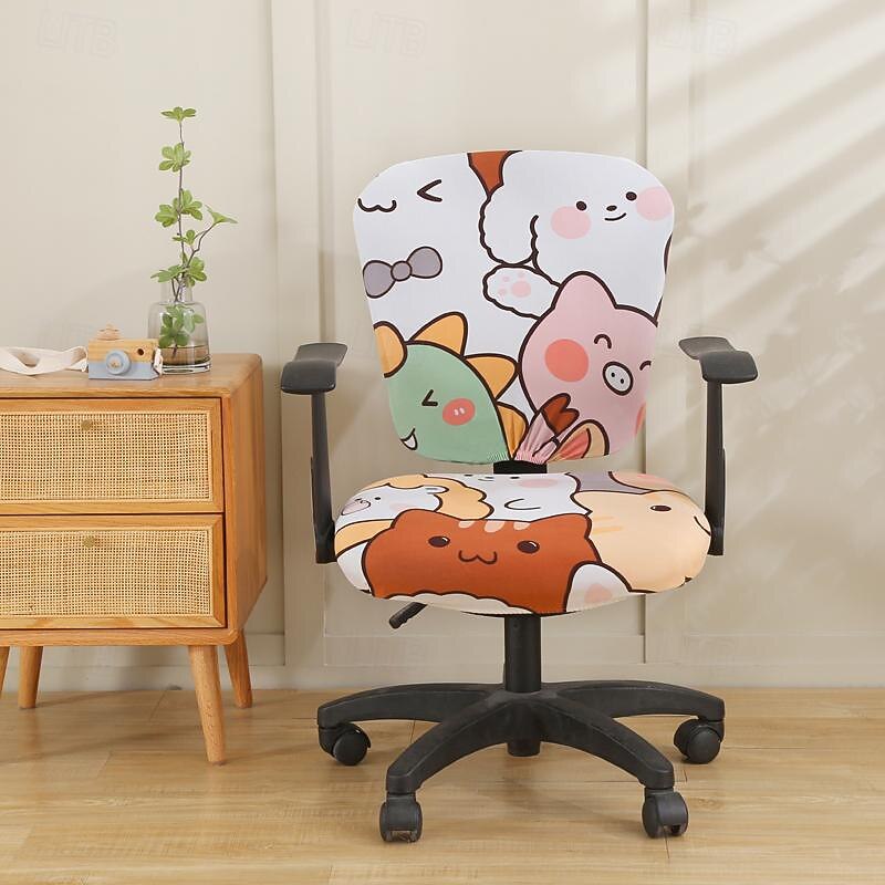 Office Chair Cover Computer Desk Chair Covers Stretch Spandex Anti-Dust Universal Split Rotating Swivel Chair Slipcover Protector 2 Pcs Set,Office Gift for Women Men3
