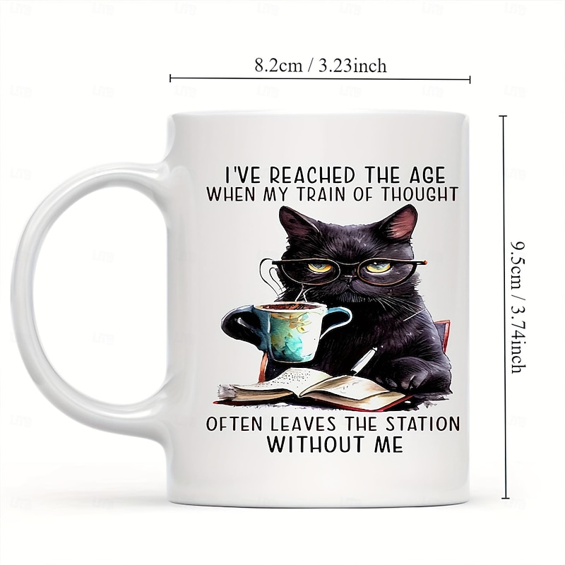 1pc Cat And Book Coffee Mug Ceramic Coffee Cups I've Reached The Age Water Cups Summer Winter Drinkware Birthday Gifts Holiday Gifts Thanksgiving Gifts Christmas Gifts4