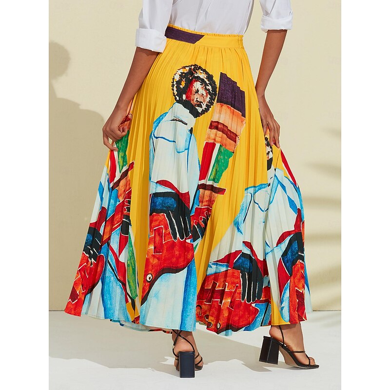 Artistic Print High Beach Skirt2