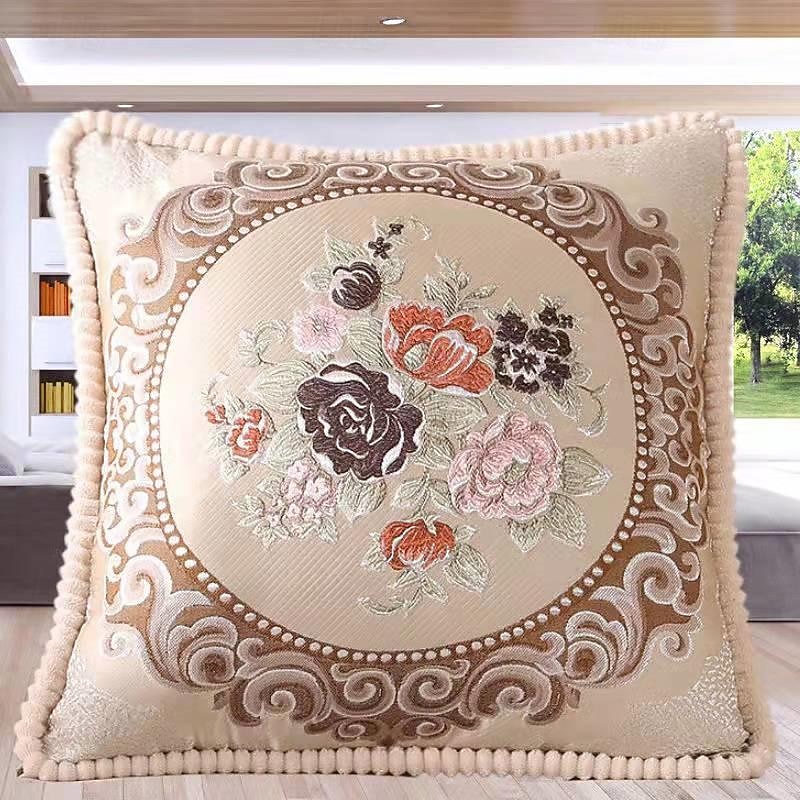 Floral Pattern Pillowslip Embroidery Pattern Car Interior Ornaments Silk Satin Sofa Couch Cushion Cover for Living Room4