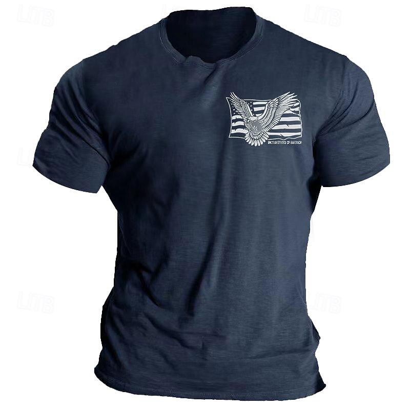 Veterans Day Men's Patriot Patriotic Veteran Eagle American Flag T shirt Graphic Tee Cotton Short Sleeve Graphic Shirt Black Blue Light Grey Comfortable Tee Daily Wear Vacation Fashion Designer2