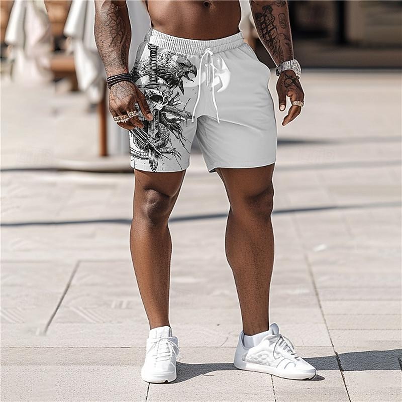 Men's Skull Eagle Snake Swim Trunks Swim Shorts Board Shorts Mid Waist Punk & Gothic Vacation Party Holiday Drawstring with Mesh lining Elastic Waist Designer Clothing Apparel4