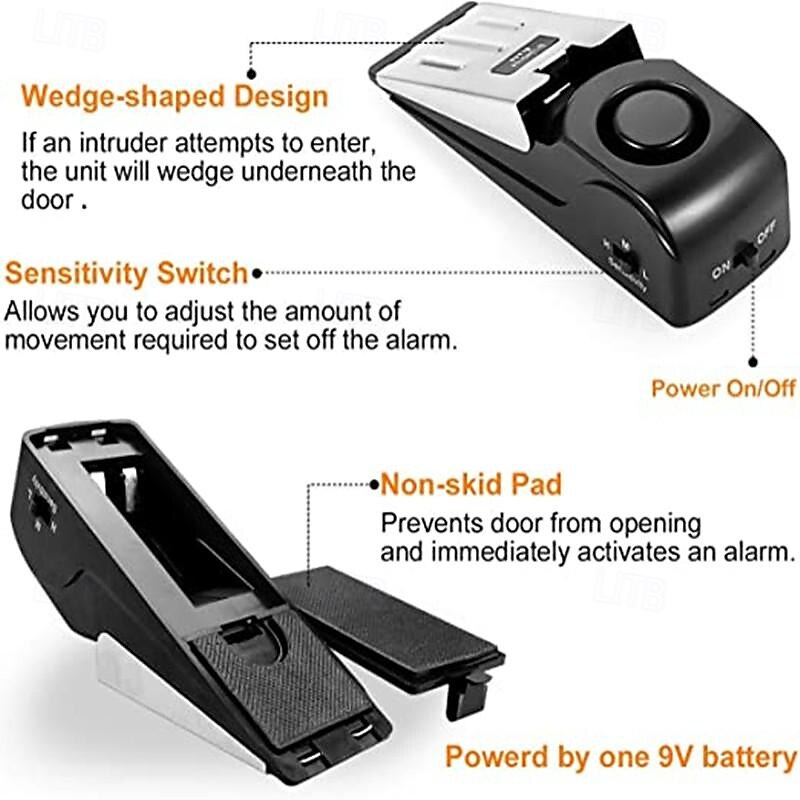 Portable Burglar-proof Doorstop Alarm Wireless Security System Home Hotel Bedroom Doorstop Locks3