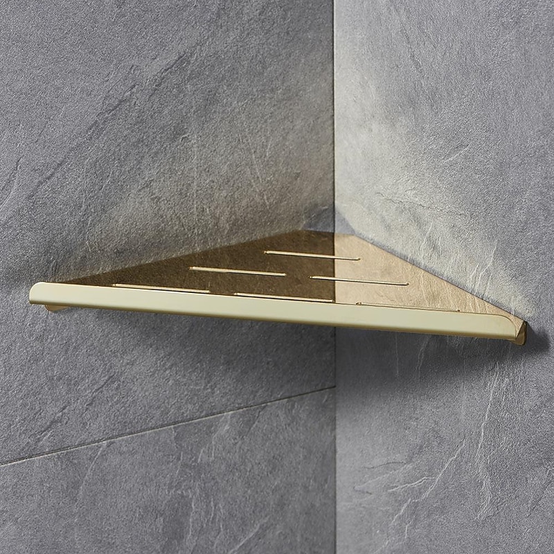 Shower Caddy 304 Stainless Steel Thickened Corner Shelf, Triangular Storage Rack, Bathroom Shelf with Brushed or Polished Finish, Wall-Mounted, Available in Matte Black Brushed Gold