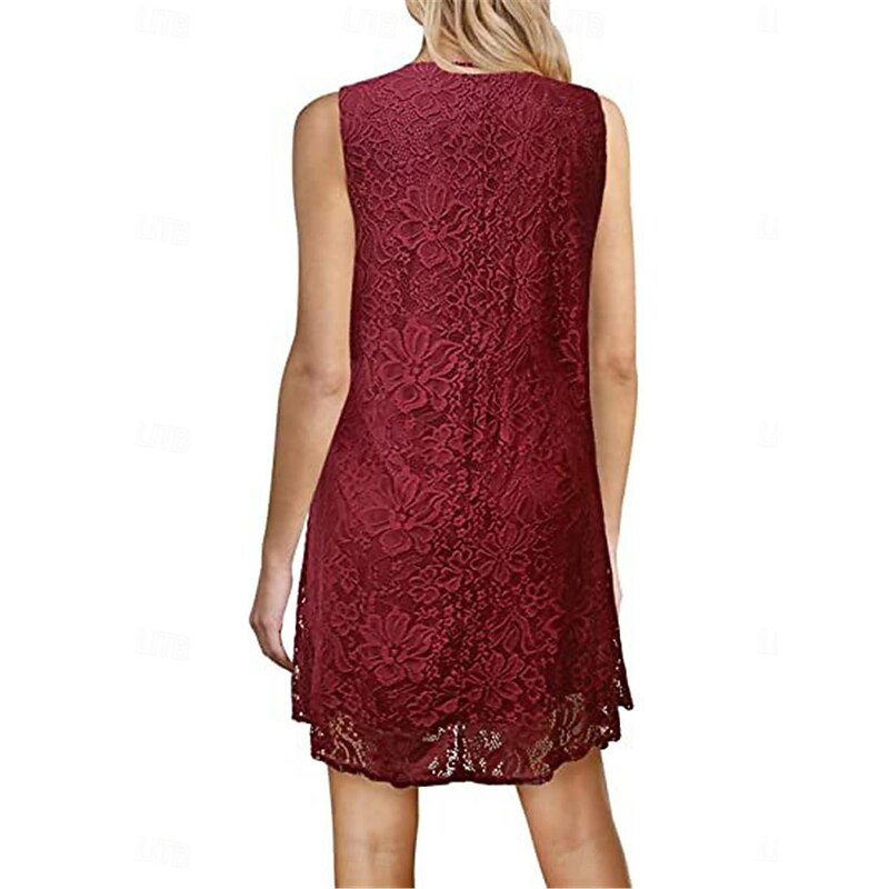 Women's White Dress Mini Dress with Sleeve Date Streetwear Crew Neck Short Sleeve Black White Burgundy Color3