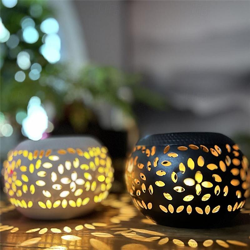 Outdoor Solar Table Garden Lights Dancing Flickering Flame Lamp Retro Metal Lamp For Patio Garden Pathway Yard Decor Lighting 1X4