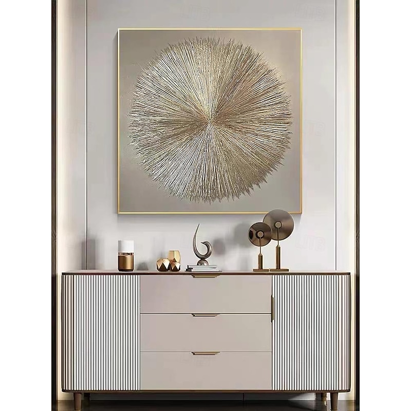 Gold silver Leaf Canvas Art Hand painted Abstract Original Modern Silver Foil Textured Acrylic Painting for Living Room Wall Art Home Decor Stretched Frame Ready to Hang