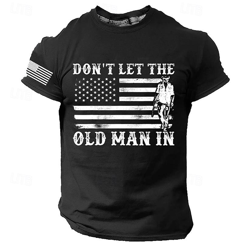 Men's Graphic Don't Let The Old Man In T Shirt Short Sleeve T shirt 3D Print Crew Neck Shirt Retro Vintage Casual Street Style Sports Outdoor Holiday Going out3