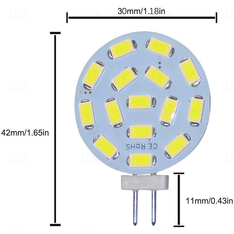 LED Ceiling Light G4 5730SMD Side Pin Be-pin 3W LED AC/DC 12V 24V DC 15 Leds Warm White  Red Green Blue Spotlight LED Corn Bulb Light 10 PCS4
