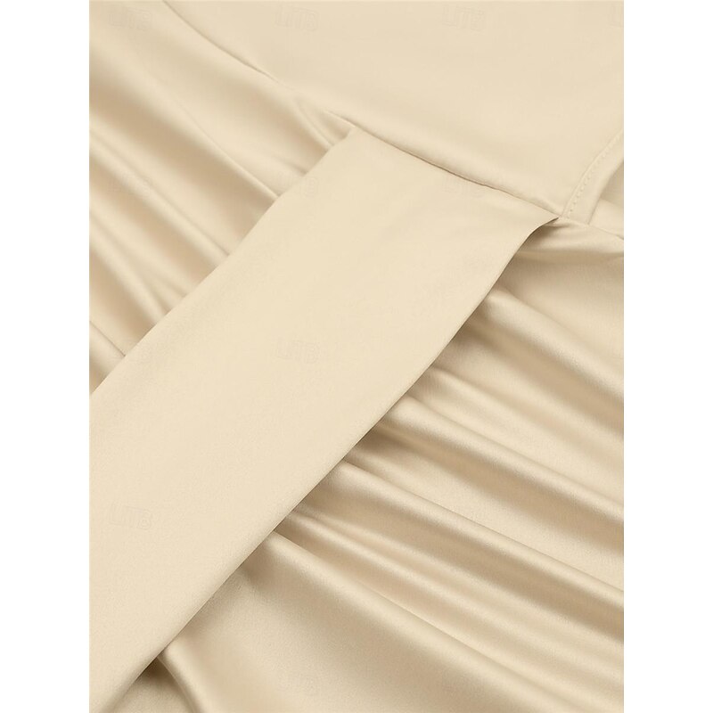 Women's Casual Dress Midi Dress Ruched Wedding Party Elegant Streetwear Halter Neck Sleeveless Champagne Wine Green Color3