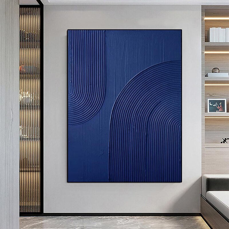 Hand painted  3D Wall Art blue minimalism texture painting handmade blue wall art blue textured oil painting Wall Art painting Large blue abstract knife painting ready to hang or canvas2