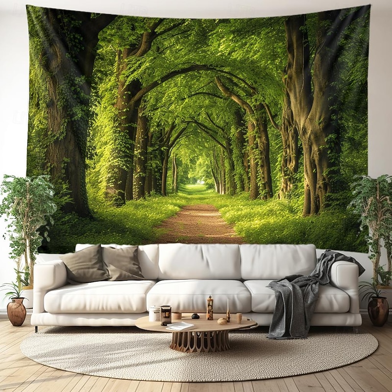 Forest Trees Landscape Hanging Tapestry Wall Art Large Tapestry Mural Decor Photograph Backdrop Blanket Curtain Home Bedroom Living Room Decoration