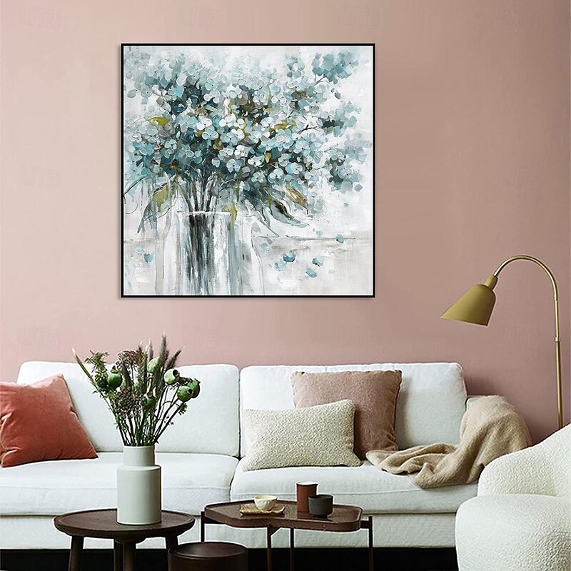 Handmade Oil Painting Canvas Wall Art Decoration Modern Little Fresh Style Flowers Plants Dining Room Square for Home Decor Rolled Frameless Unstretched Painting3