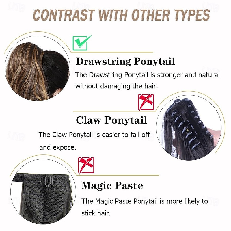 Drawstring Ponytail Hair Extension 16 Inch Synthetic Short Curly Wavy Fake Ponytail Extensions Natural Soft Clip in Ponytail Hairpieces for Women4