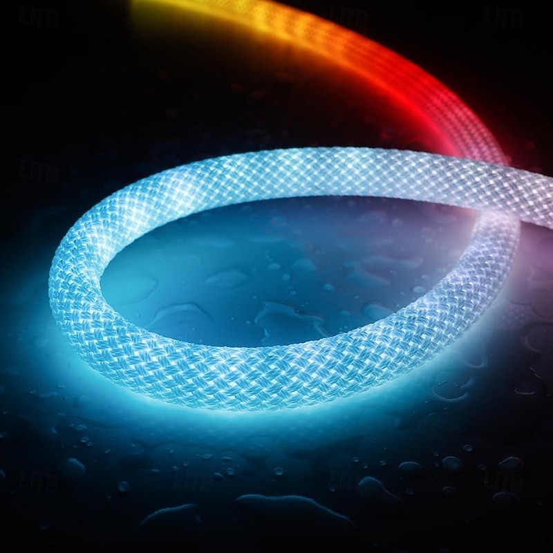 Waterproof WS2811 Woven Silicone Neon LED Light Strip 12MM 360 Degree Circular Mesh Controller RGB Nylon Pool Light Strip Flexible Dreamy Color Rope Light Bedroom Decoration DC5V for Halloween4