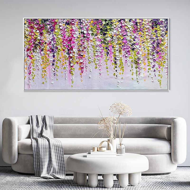 Hand painted Abstract Floral Texture Canvas Oil Painting handmade Colorful Wall Decor Art painting Modern Landscape Painting for Living Room Decor Oil Painting canvas decoration2