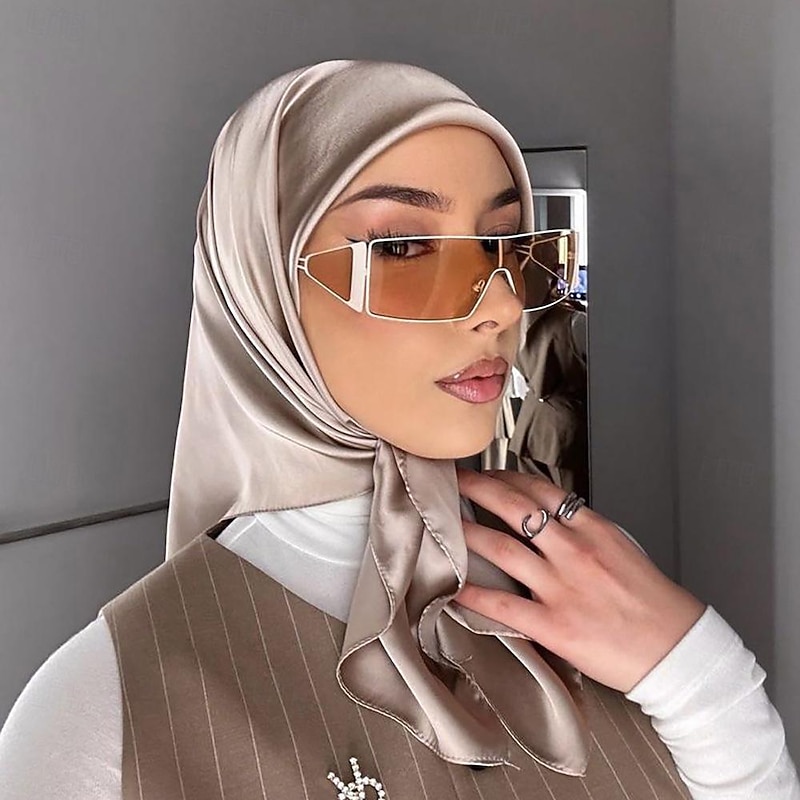 Head Hair Scarf Like Satin Silk Scarf Sleeping Hair Wrapping for Kings Day Casual Daily Orange Solid Color 27.5