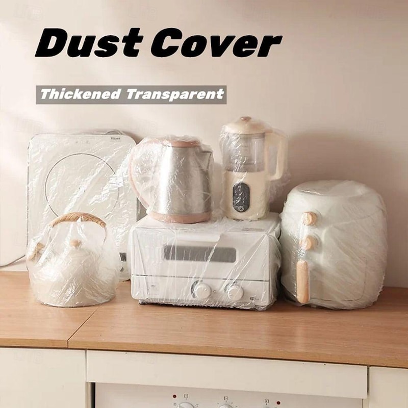 Thickened Transparent Dust Cover Universal Kitchen Rice Cooker Air Conditioner Household Appliances Transparent Film Cover Elastic Band Disposable Dust Cover