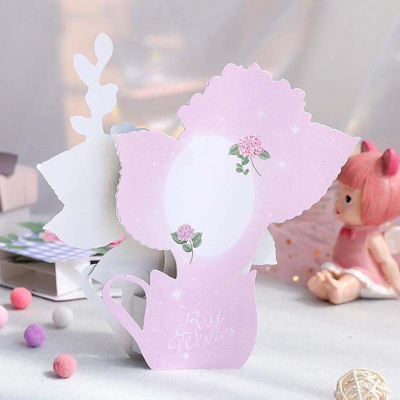 Pop Up Greeting Card For Mother's Day 3D Hydrangea Flower Paper Carving Ornament Creative Birthday Wishing Handmade Gift Thanksgiving Wishing Card For Mother Mother's Day Gift 1pc3