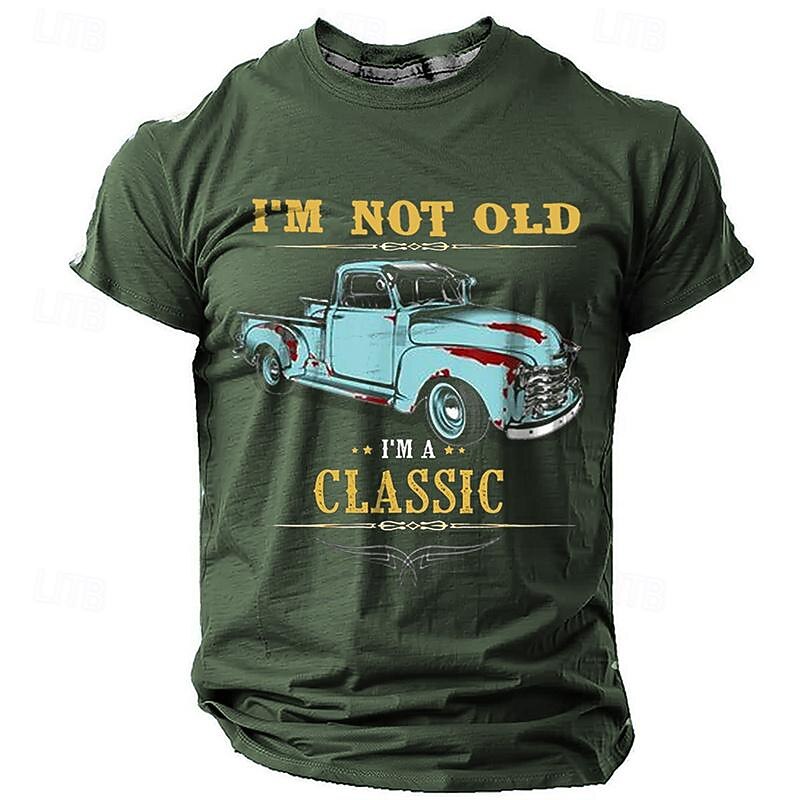 Men's T-Shirt: Funny 'I'm Not Old I'm A Classic' Vintage Truck Graphic Short Sleeve