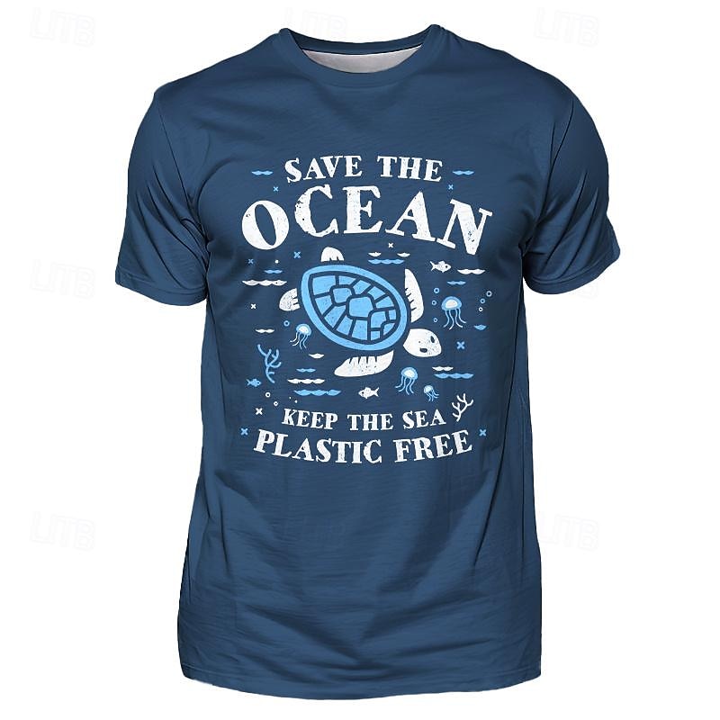 Men's Underwater World Turtle T Shirt Short Sleeve T shirt 3D Print Crew Neck Shirt Vacation Designer Casual Sports Outdoor Holiday Going out Black Red Green Spring & Summer Clothing Apparel S M L XL