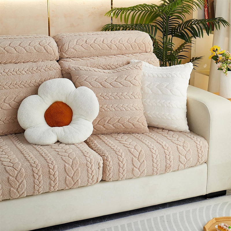 Magic Sofa Cover Stretch Jacquard Velvet Sofa Seat Couch Cushion Slipcovers, Anti-Slip Furniture Protector for Sectional 1/2/3/4 Seat Cover,L Shape Sofa Covers, Chaise Lounge Sofa Slipcover2