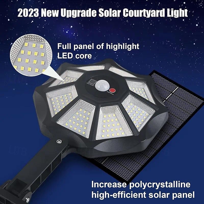 Outdoor Solar Lights 168LED 6500K Foodlight from Dusk to Dawn, IP66 Waterproof Parking Lot Lights with Motion Sensor2