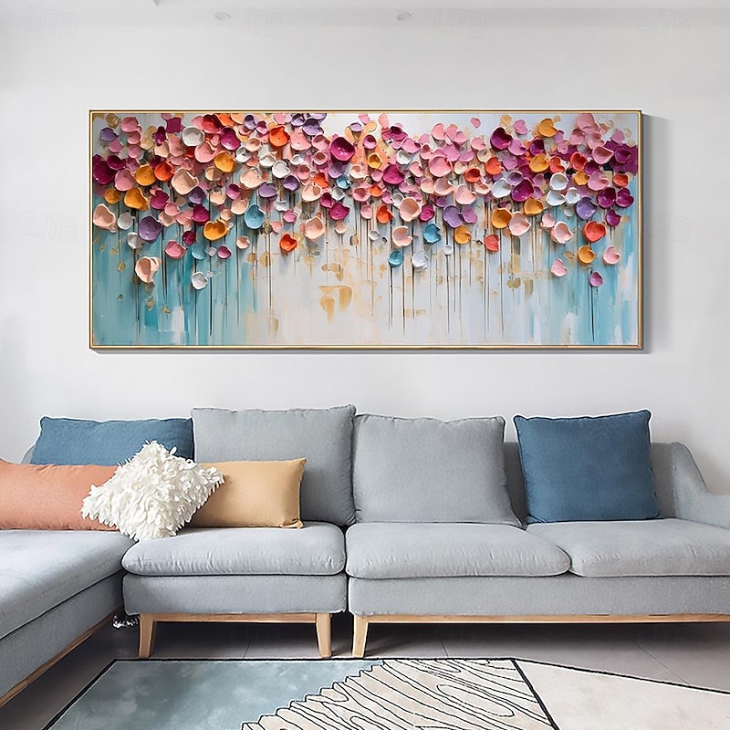 Handpainted Colorful Floral Oil Painting On Canva Large handmade Wall Art Abstract 3d Flower painting Wall Decor landscape  Painting Minimalist painting for Living Room Decor3