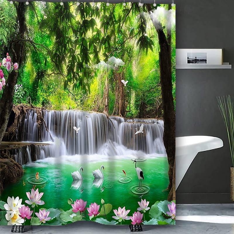 Shower Curtain with 12 Hooks 180cm*180cm(70"*70") Polyester Washable Waterproof Pattern Bathroom Bathtub Decor Rustic Farmhouse Wooden Vintage4