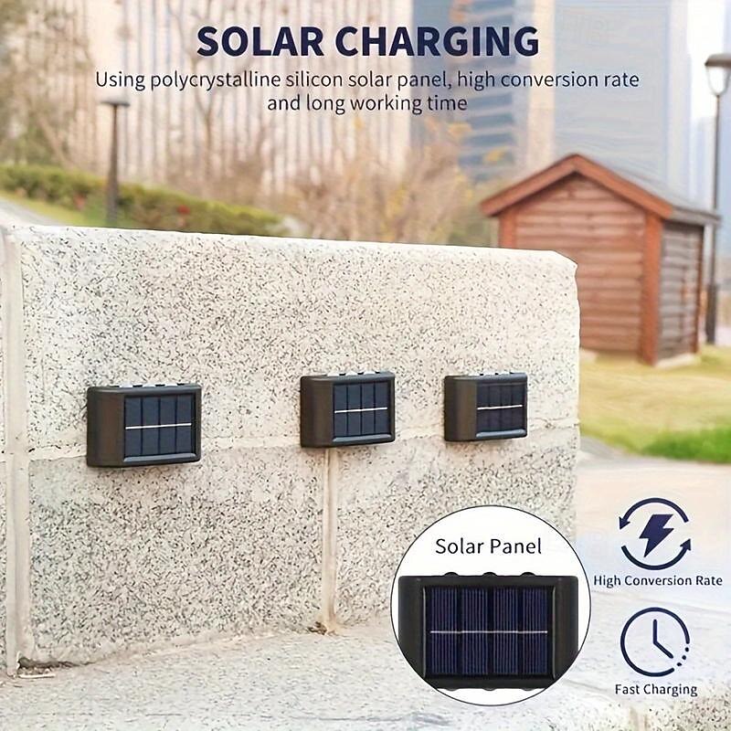 2/4/6 PCS Solar Waterproof Wall Lights, Outdoor 6LED Deck Lights, for Decoration of Courtyards, Streets, Fences, Garages, Gardens, Stairs, Fence Lights3