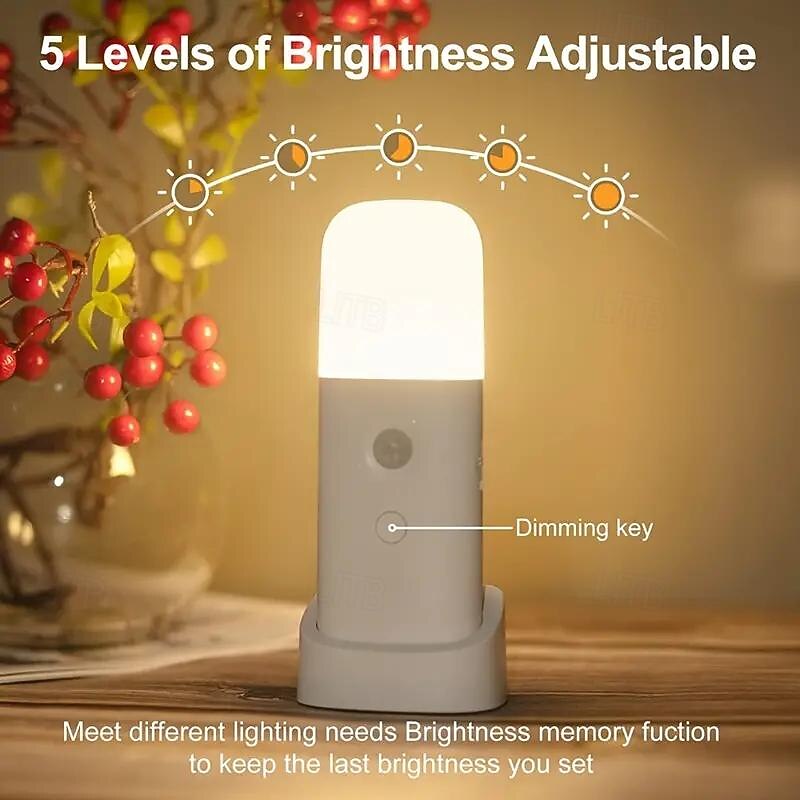 LED Motion Sensor Night Light USB Rechargeable Dimmable LED Light Portable Motion Activated Night Lamp For Living Room Bedroom Hallway Lighting2