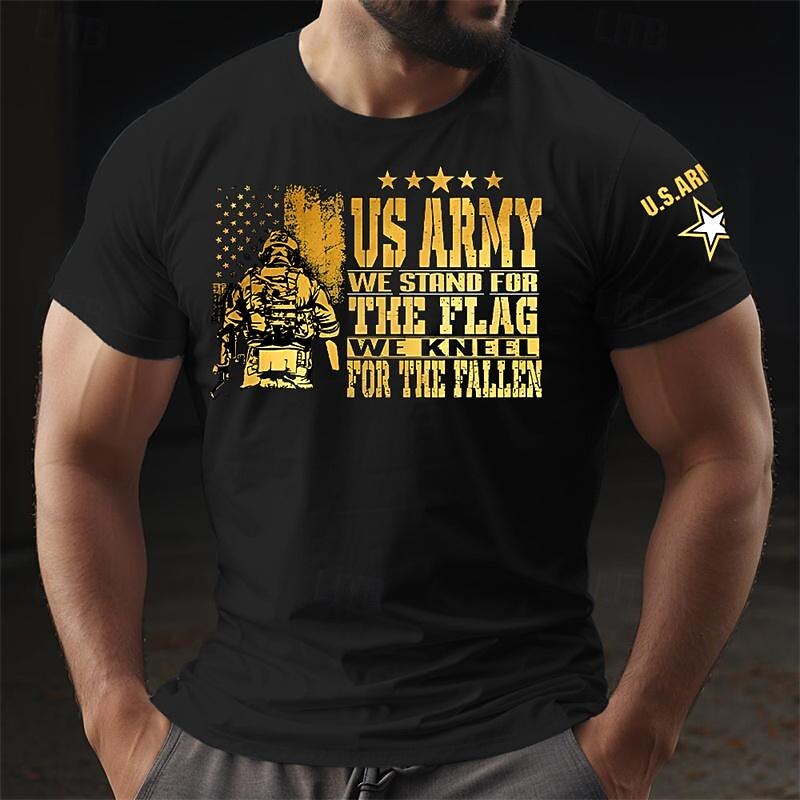 Patriotic T Shirts For Men American Flag T Shirt Tee Top Cotton Short Sleeve Graphic Shirt Black Army Green Dark Blue Comfortable Tee Sports Outdoor Holiday Fashion Designer Clothing4