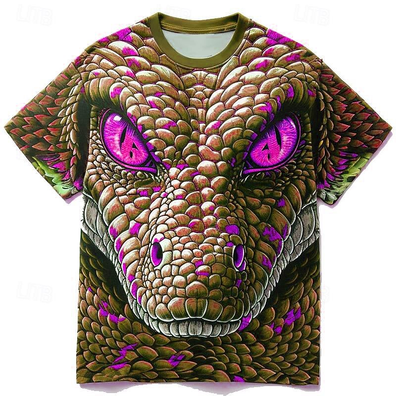 Men's Graphic Animal Dinosaur T Shirt Short Sleeve T shirt 3D Print Crew Neck Shirt Daily Designer Subculture Sports Outdoor Holiday Going out Brown Green Dark Blue Spring & Summer Clothing Apparel S3