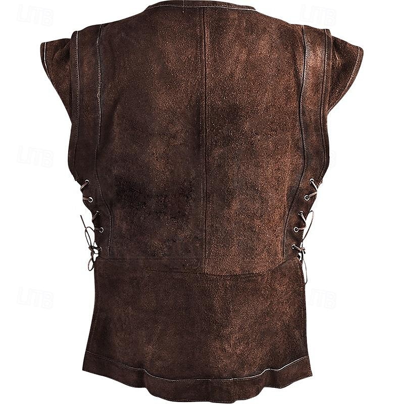 Medieval Renaissance Coat Vest Waistcoat Warrior Viking Fancy Dress Men's Viking Halloween Carnival Performance Party / Evening LARP Adults' Vest4