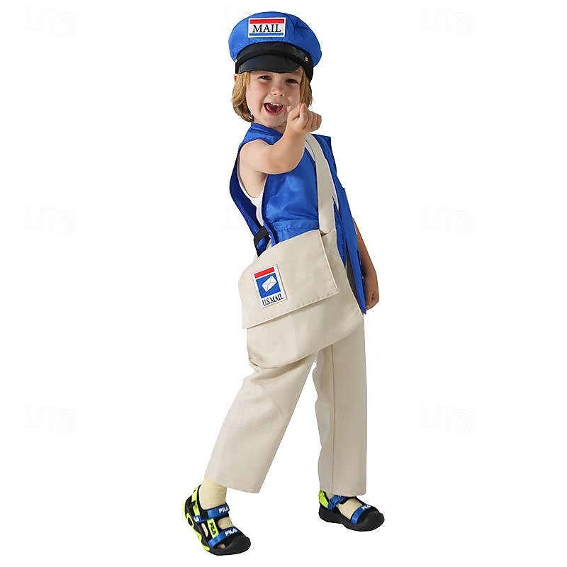 Boys Girls' Postman Cosplay Costume Outfits For Masquerade Cosplay Kid's Vest Hat3