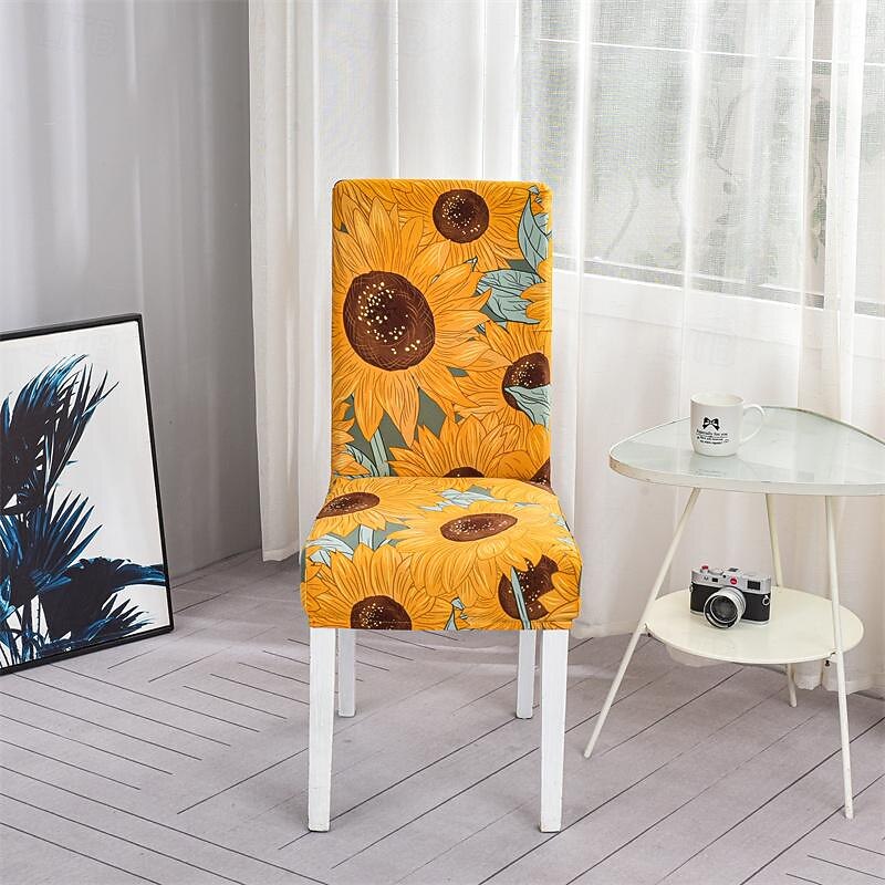 Stretch Spandex Dining Chair Cover 4/6 Pcs Set, Floral Printed Stretch High Back Dining Chair Cover Slipcover with Elastic Band for Dining Room,Wedding, Ceremony, Banquet,Home Decor 13