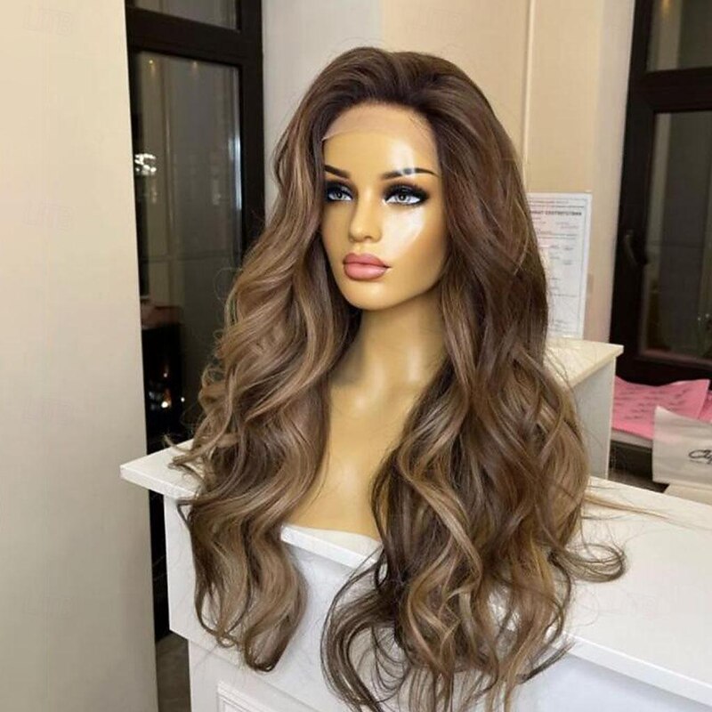 Remy Human Hair 13x4 Lace Front Wig Free Part Brazilian Hair Wavy Multi-color Wig 130% 150% Density Highlighted / Balayage Hair  For Women Long Human Hair Lace Wig2