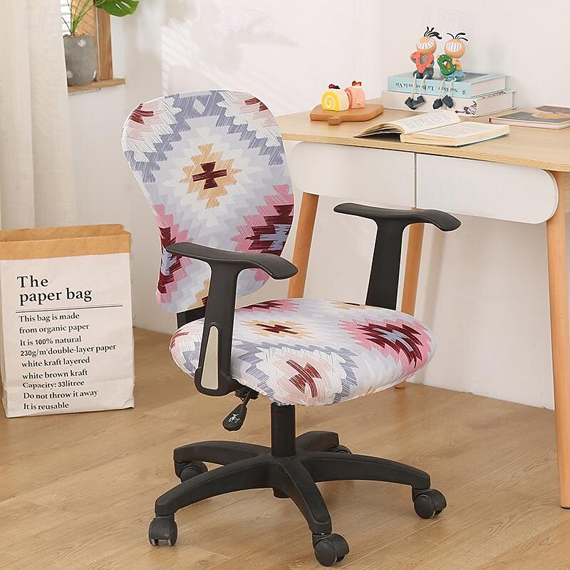 Office Chair Cover Computer Desk Chair Covers Stretch Spandex Anti-Dust Universal Split Rotating Swivel Chair Slipcover Protector 2 Pcs Set,Office Gift for Women Men