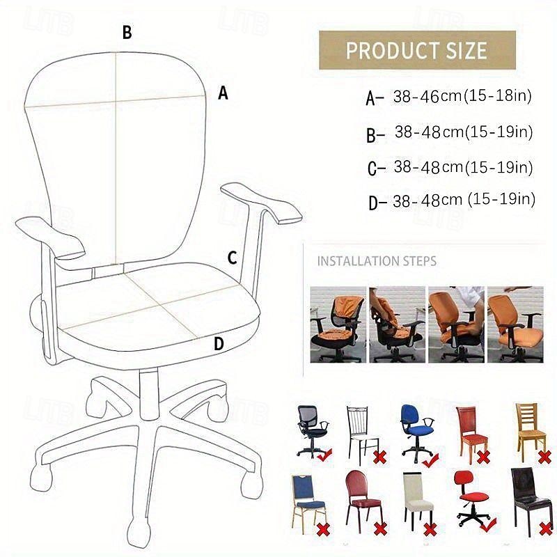 Velvet Office Chair Cover Computer Desk Chair Covers Stretch Spandex Anti-Dust Universal Split Rotating Swivel Chair Slipcover Protector 2 Pcs Set,Office Gift for Women Men2