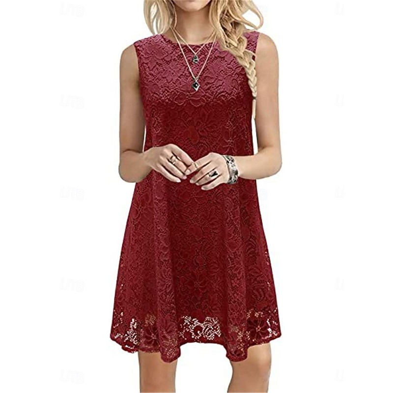 Women's White Dress Mini Dress with Sleeve Date Streetwear Crew Neck Short Sleeve Black White Burgundy Color2